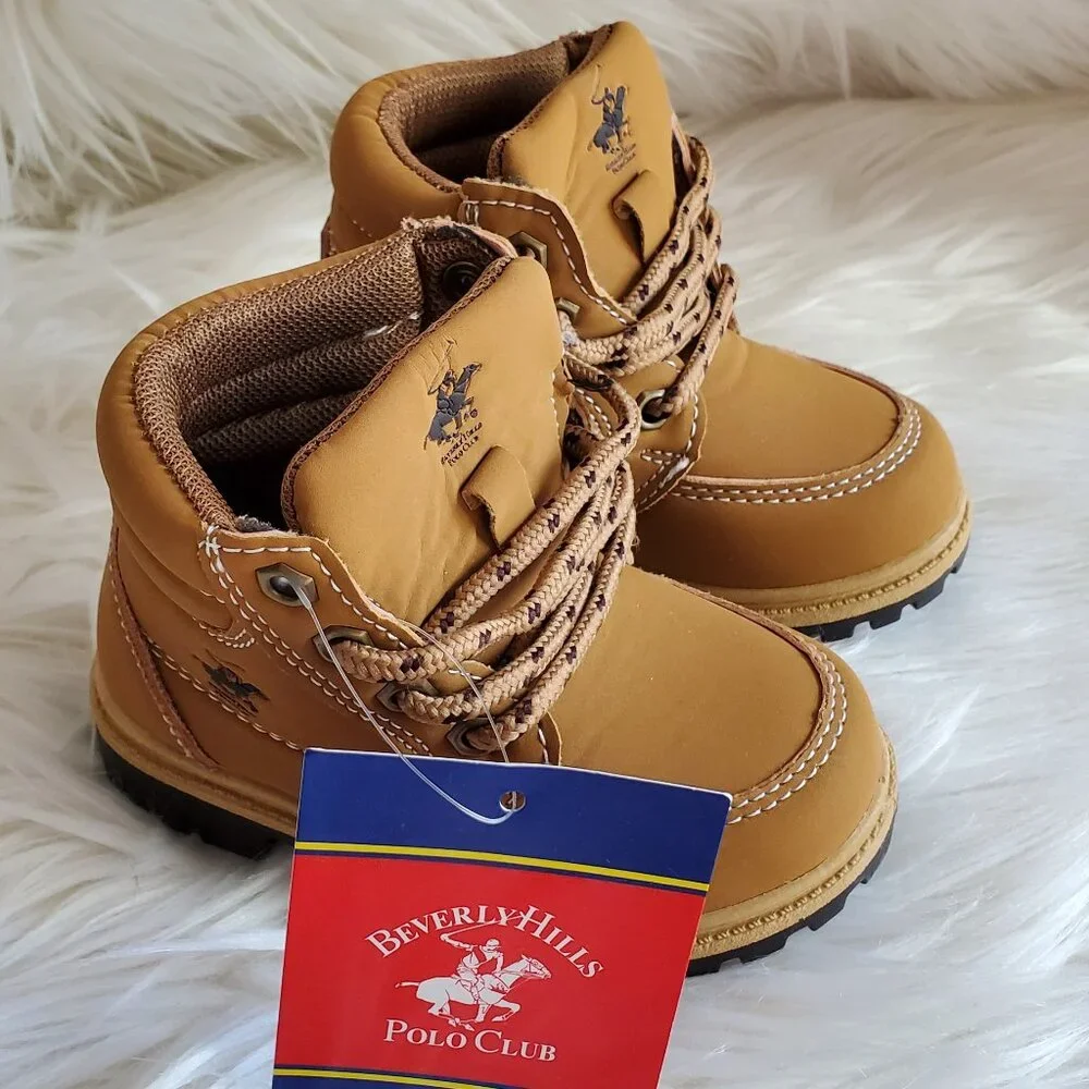 Beverly Hills Polo Club Unisex Tan Lace Up Work Fashion Soft Ankle Boots SZ 6